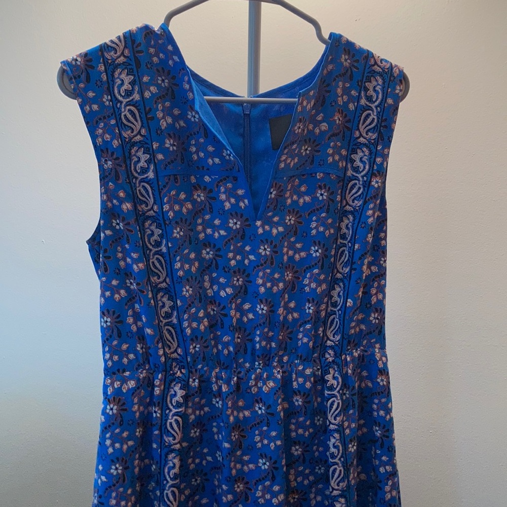 J.Crew Blue Floral Sleeveless V-Neck Dress Size 8